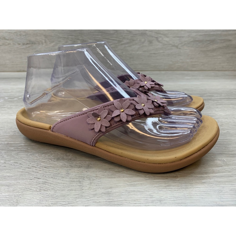 Spenco Yumi Floral Orthotic Thong Sandals Mauve Purple Women's 7